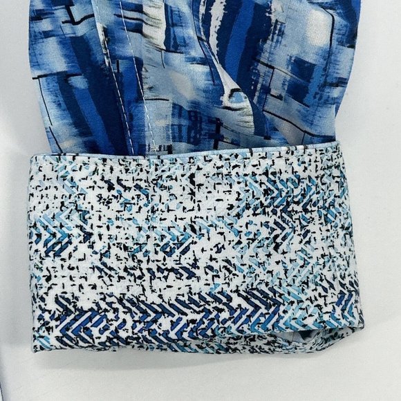 Robert Graham Shirt Men S Blue White Geometric Long Sleeve Button Up Flip Cuff - Picture 8 of 12